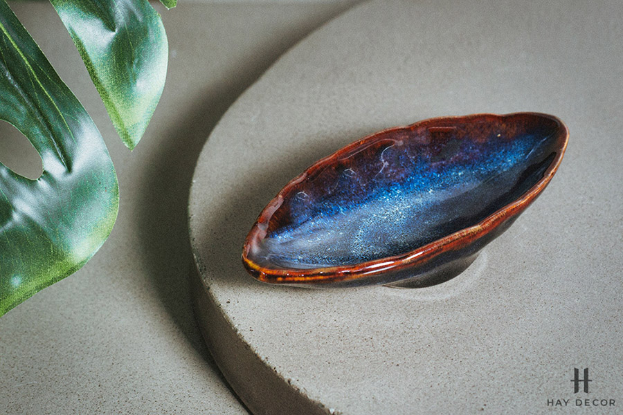 Đĩa thuyền mini men Biển Xanh - Ảnh 2