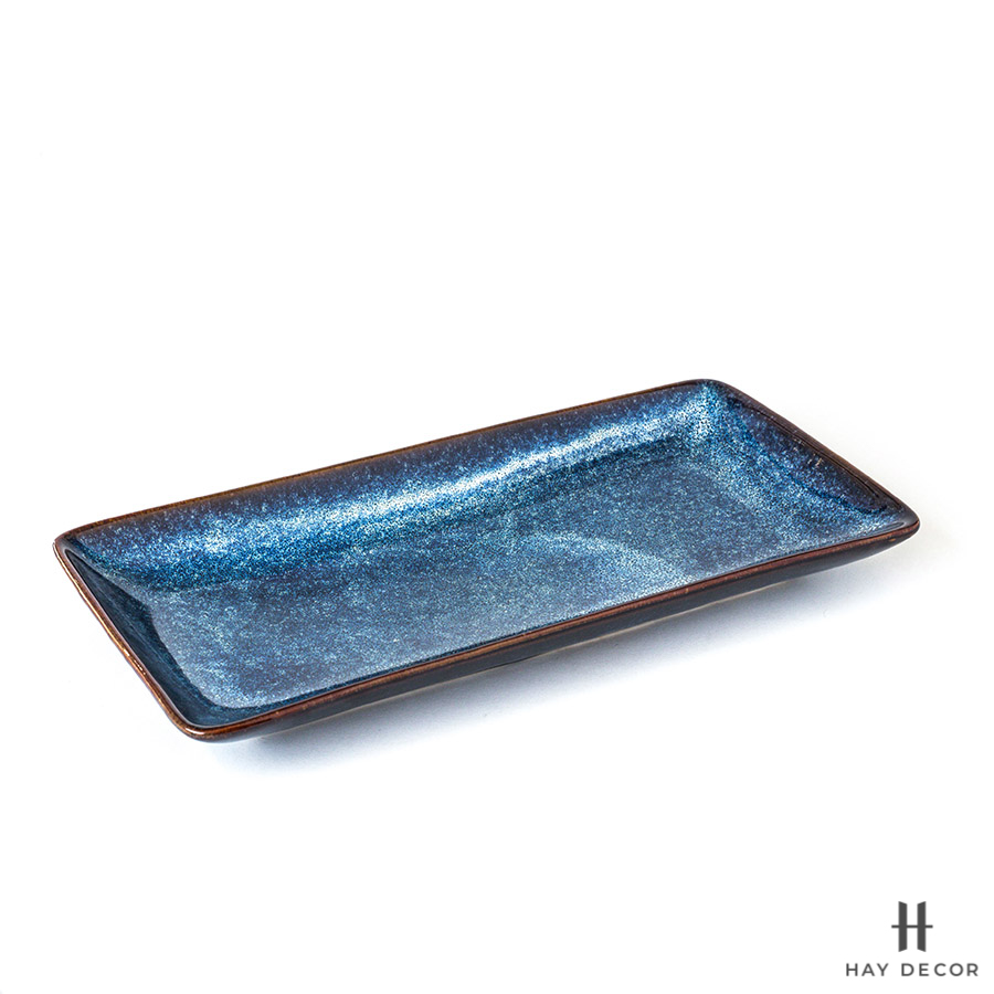 Khay chữ nhật 17x34 men Biển Xanh